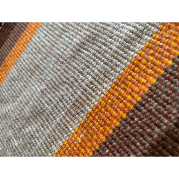 Vintage Mid Century Woven Wool Placemats Striped Brown Orange Tan Set of 6 - Picture 5 of 5